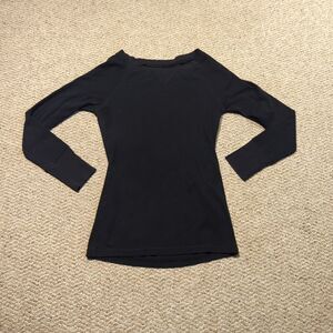 Old Navy Shirt Top Waffle Thermal Medium Black Long Sleeve Crewneck Stretch